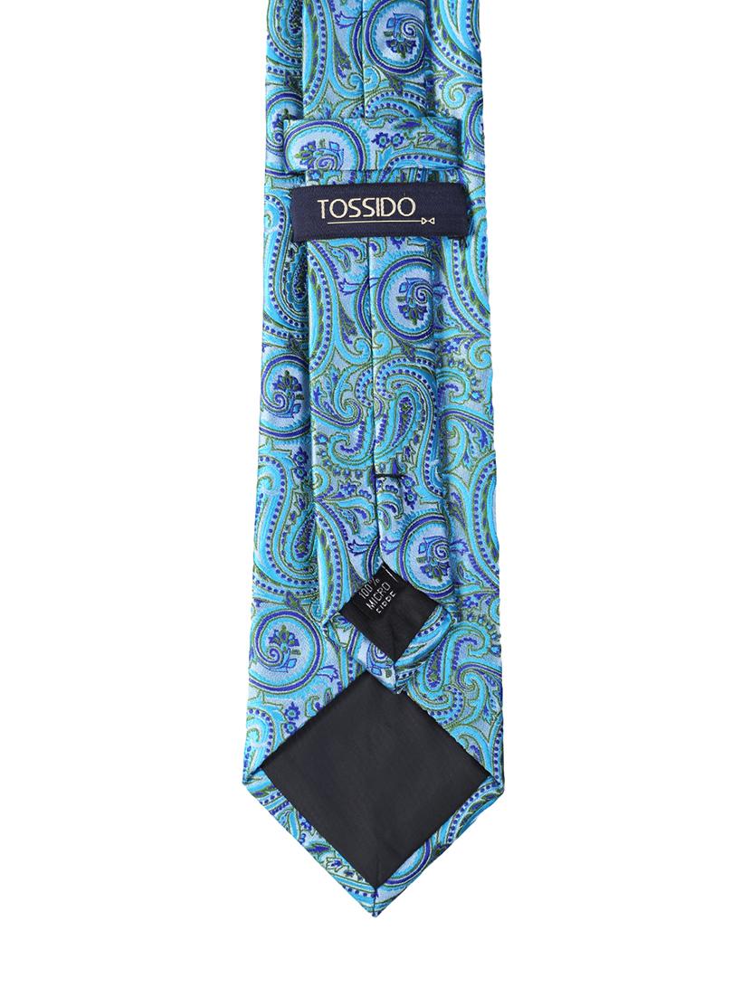 blue micro fiber tie with pocket square and cufflink - 15615771 - Zoom Image - 2
