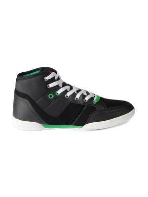 black leatherette lace up sneakers - 15616051 - Standard Image - 2