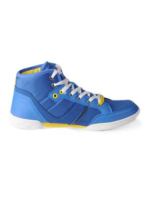 blue leatherette lace up sneakers - 15616052 - Standard Image - 2
