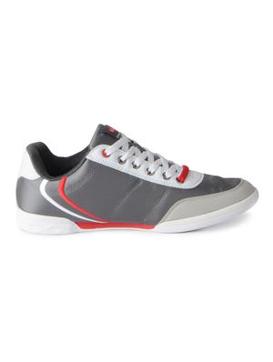 grey leatherette lace up sneakers - 15616053 - Standard Image - 2