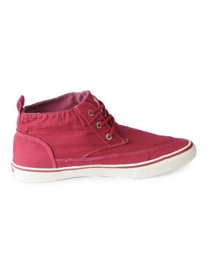 red Canvas lace up sneakers - 15616055 - Standard Image - 2