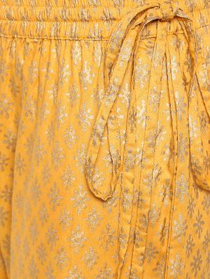 Mirror work kurta with foil printed palazzo set - 15616095 - Standard Image - 5