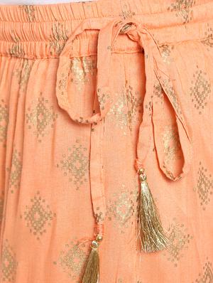Mirror work kurta with foil printed palazzo set - 15616097 - Standard Image - 5