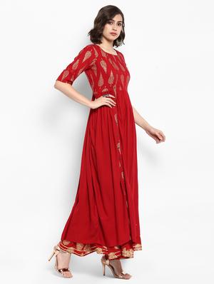 Foil printed detail kurta with gota patti palazzo set - 15616101 - Standard Image - 2