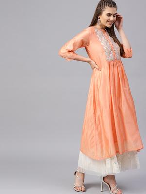 Gotta work silk flared kurta - 15616108 - Standard Image - 2