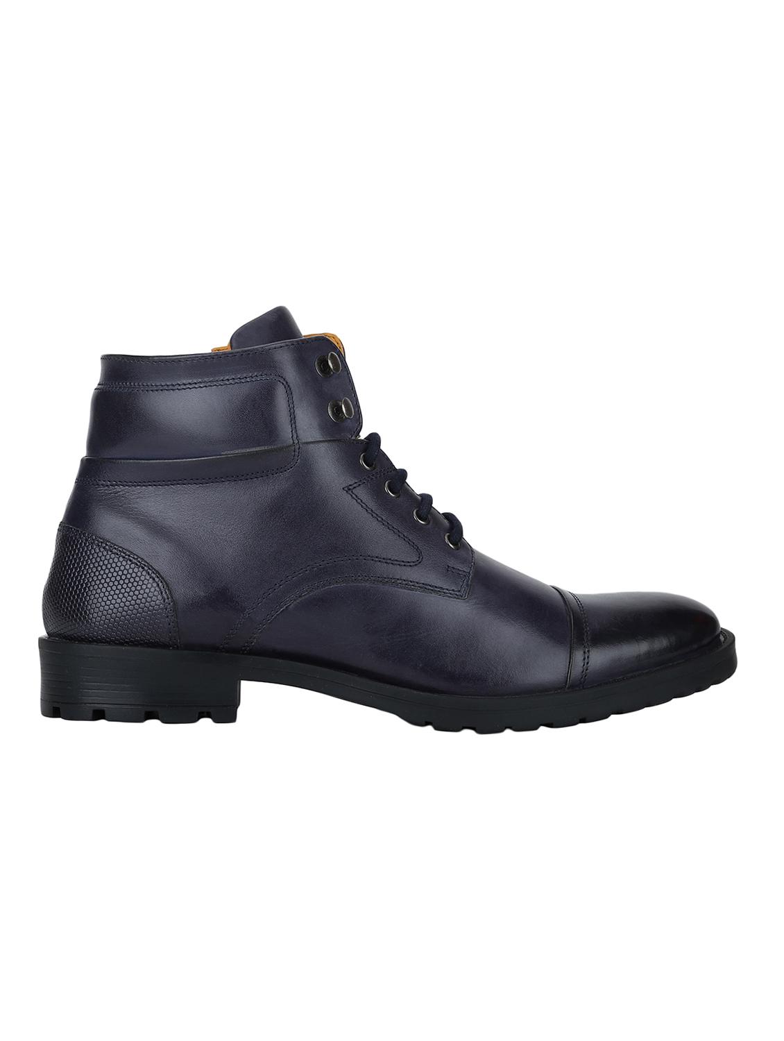 navy Leather high ankle boots - 15616448 - Zoom Image - 2