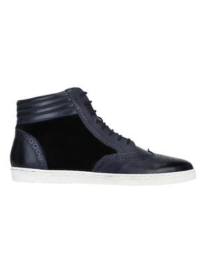 navy Leather lace up sneakers - 15616475 - Standard Image - 2