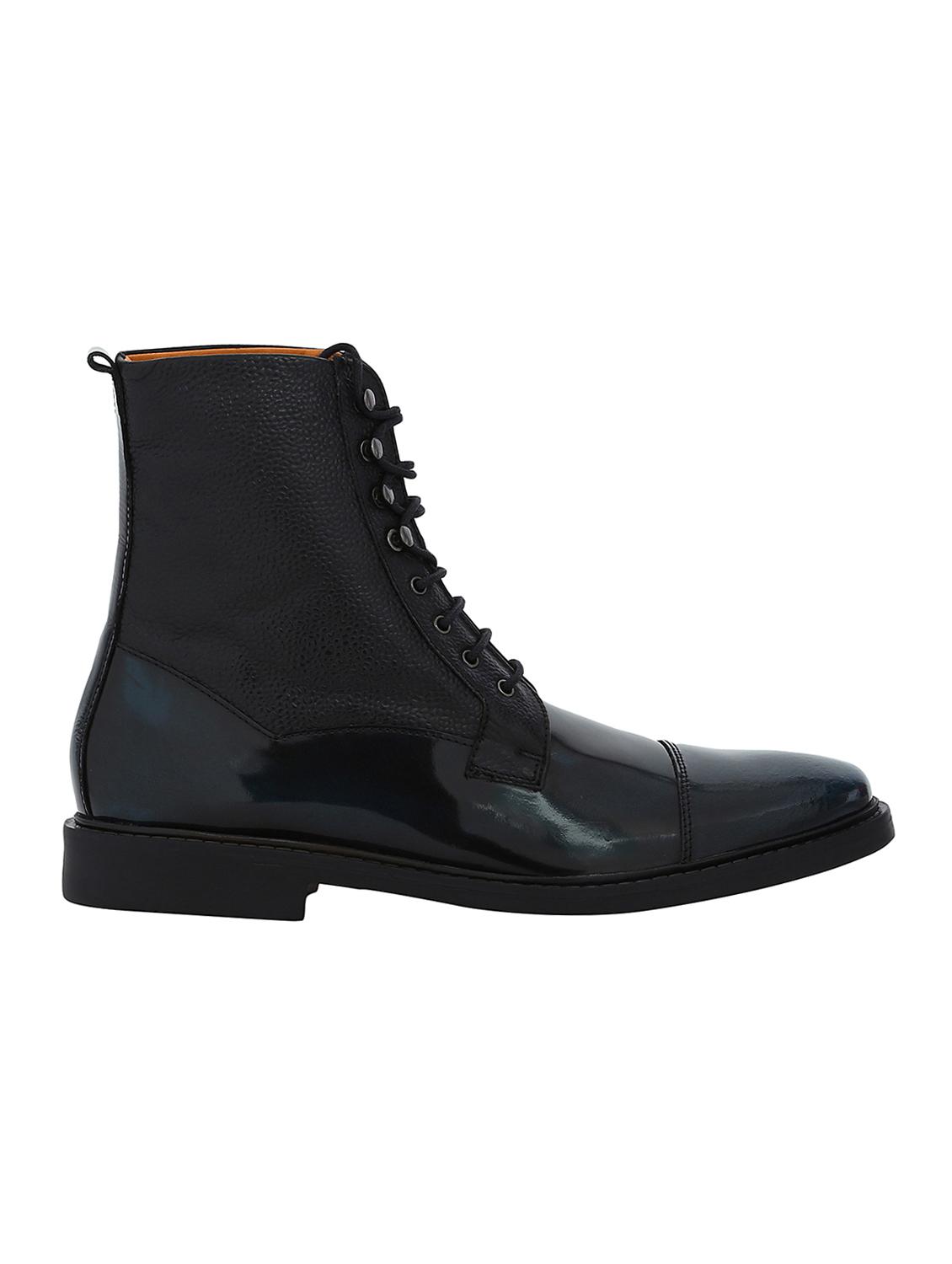 navy Leather high ankle boots - 15616479 - Zoom Image - 2