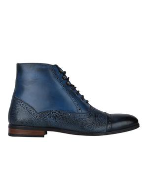 navy Leather high ankle boots - 15616482 - Standard Image - 2