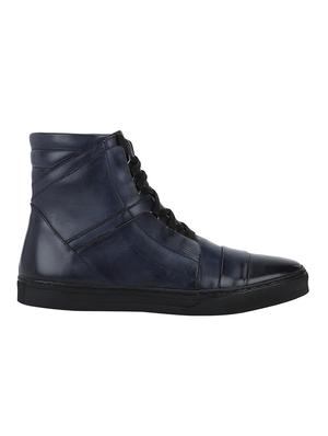 navy Leather lace up sneakers - 15616501 - Standard Image - 2