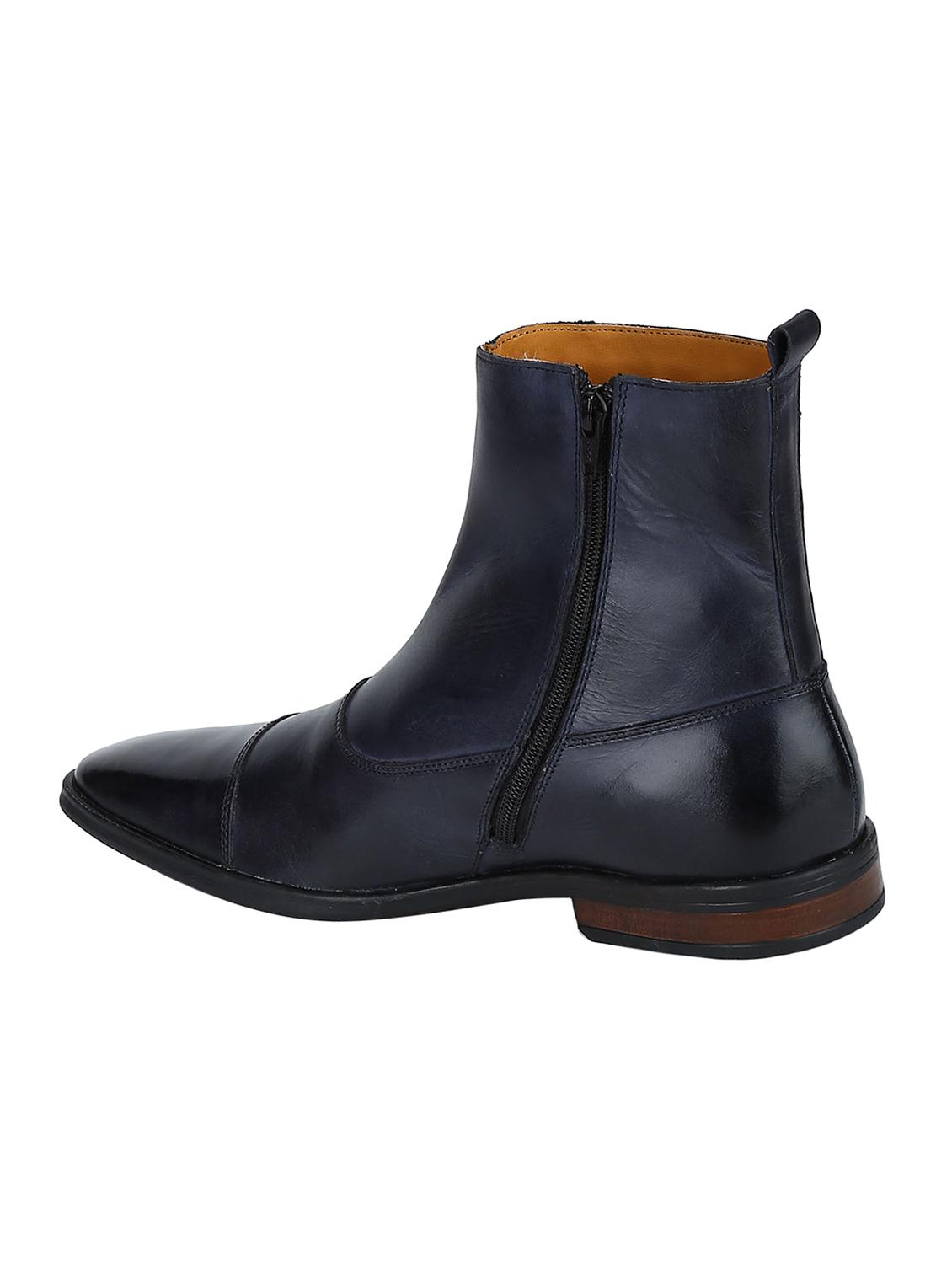 navy Leather slip on boots - 15616515 - Zoom Image - 2