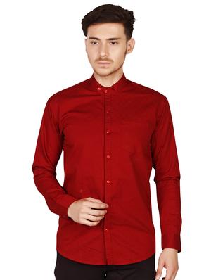 red cotton casual shirt - 15616557 - Standard Image - 2