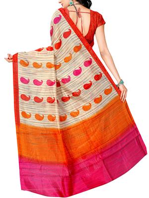paisley printed bhagalpuri saree with blouse - 15616579 - Standard Image - 2