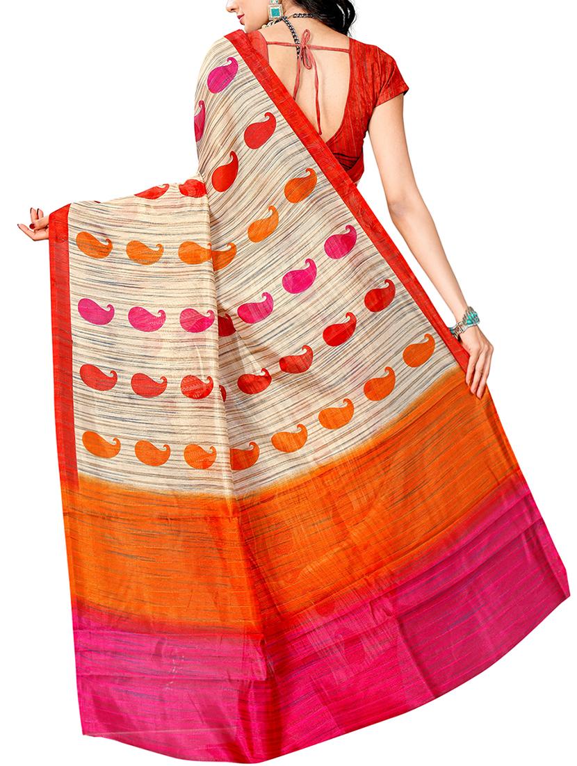 paisley printed bhagalpuri saree with blouse - 15616579 - Zoom Image - 2
