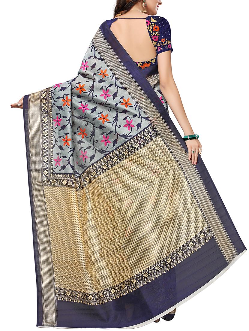 floral printed bhagalpuri saree with blouse - 15616583 - Zoom Image - 2