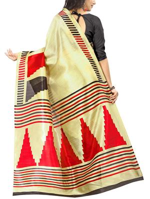 geometrical printed bhagalpuri saree with blouse - 15616597 - Standard Image - 2