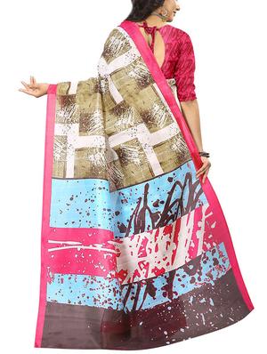 geometrical printed bhagalpuri saree with blouse - 15616598 - Standard Image - 2