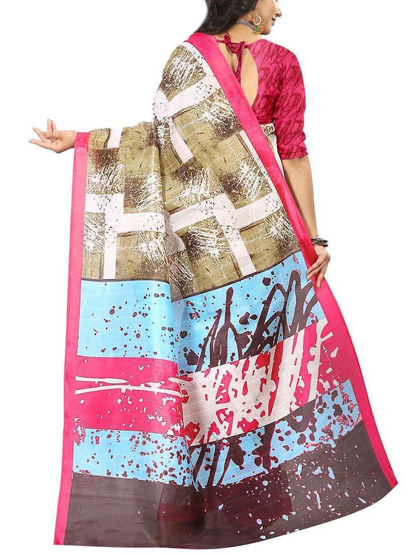 geometrical printed bhagalpuri saree with blouse - 15616598 - Zoom Image - 2