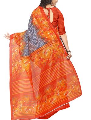 geometrical printed bhagalpuri saree with blouse - 15616602 - Standard Image - 2