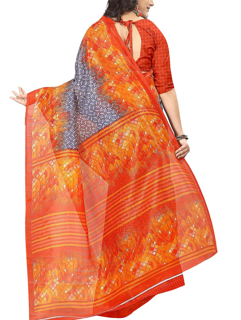 geometrical printed bhagalpuri saree with blouse - 15616602 - Zoom Image - 2