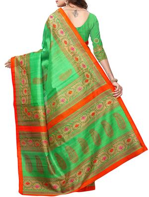 floral border bhagalpuri saree with blouse - 15616608 - Standard Image - 2