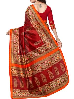 floral border bhagalpuri saree with blouse - 15616609 - Standard Image - 2