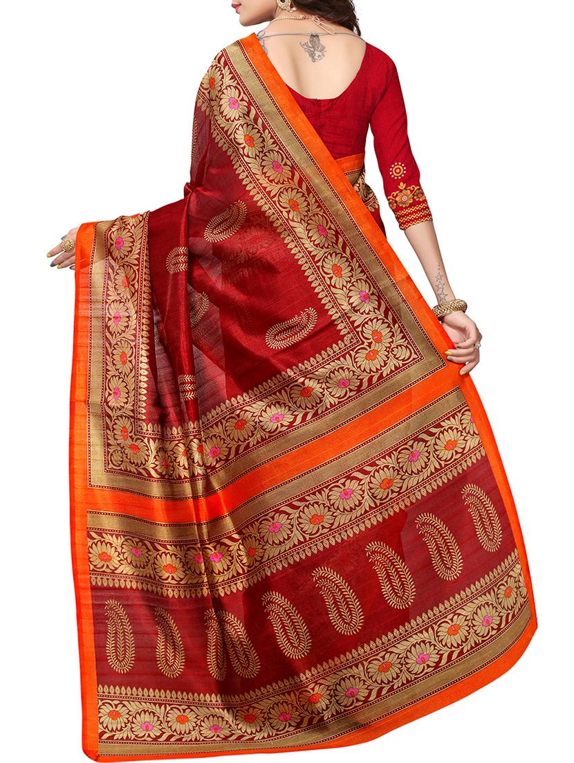floral border bhagalpuri saree with blouse - 15616609 - Zoom Image - 2