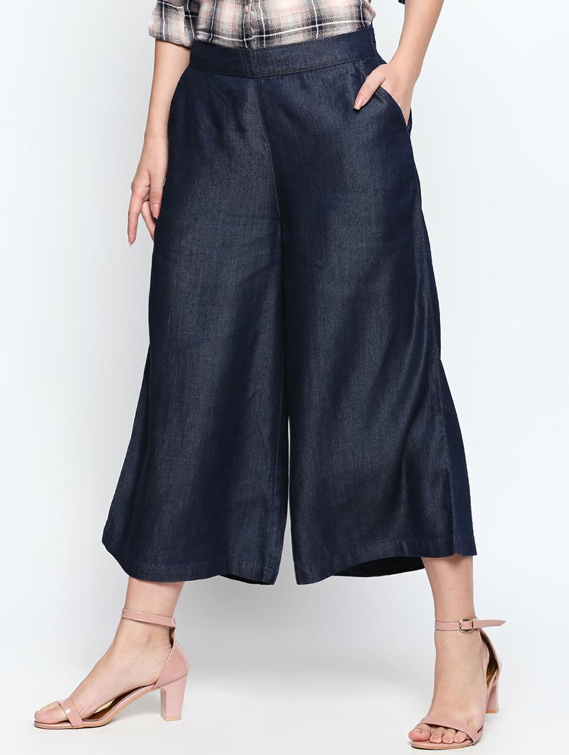 elasticated waist mid rise flared palazzo - 15617005 - Zoom Image - 2