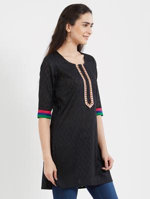 Pintucks straight kurti - 15619532 - Standard Image - 2