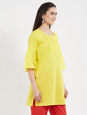 Dobby straight kurti - 15619534 - Standard Image - 2