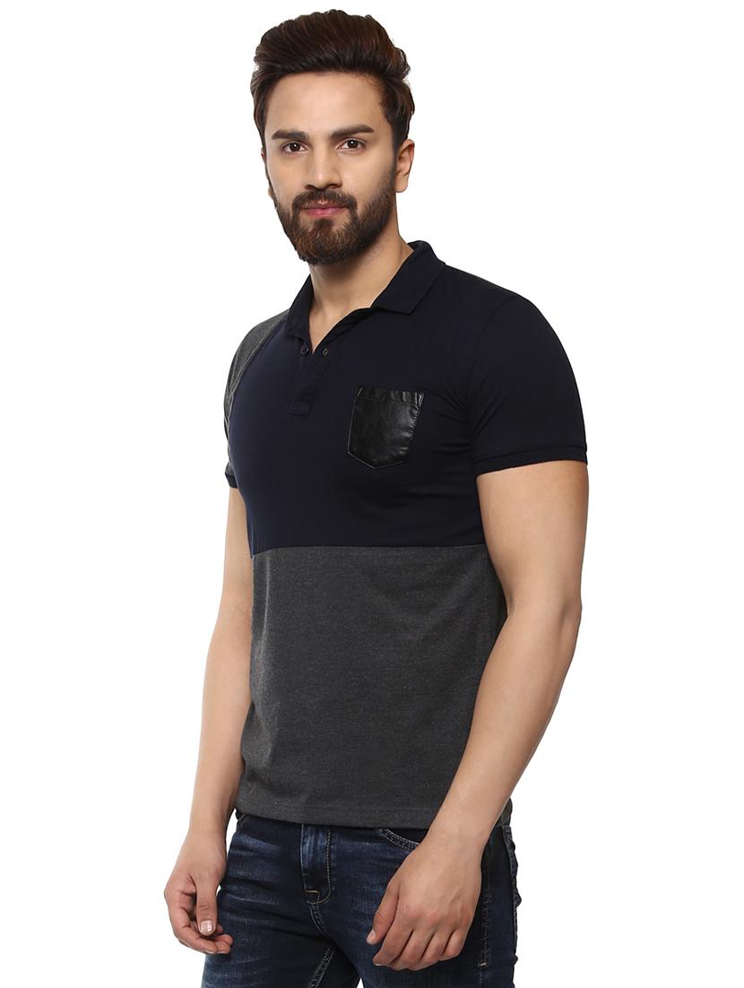grey cotton color block t-shirt - 15619672 - Zoom Image - 2