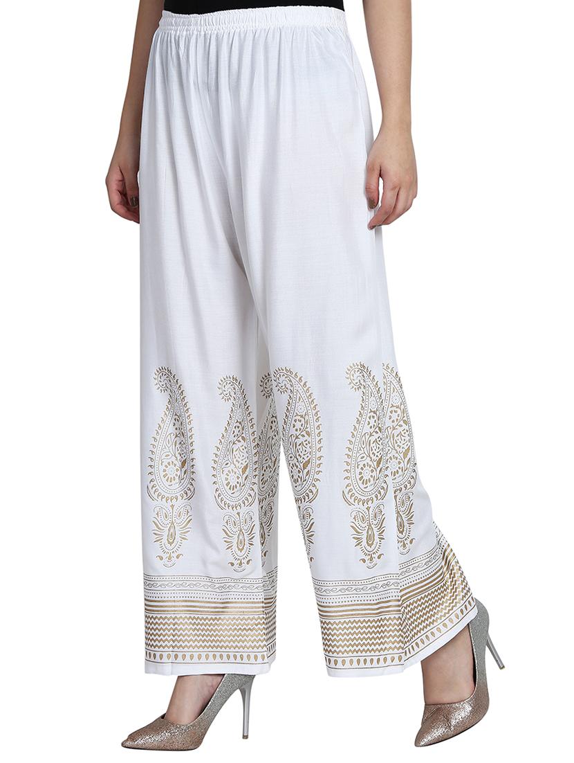 Foil printed flared palazzo - 15620002 - Zoom Image - 2