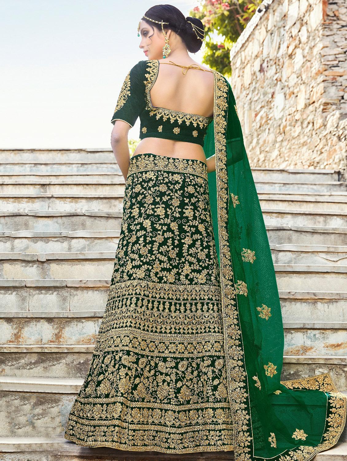 Gold zari embroidered flared lehenga - 15620209 - Zoom Image - 2