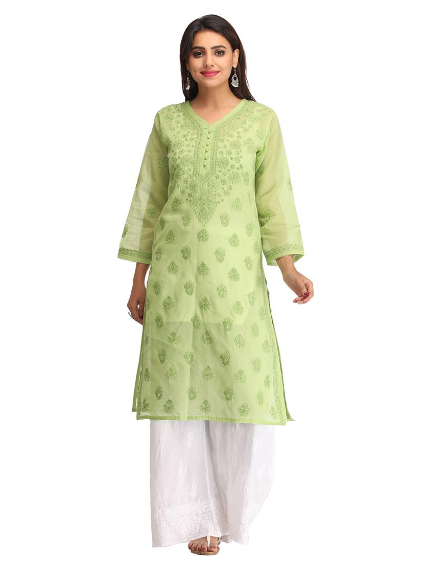 Chikankari straight kurta - 15620242 - Zoom Image - 2