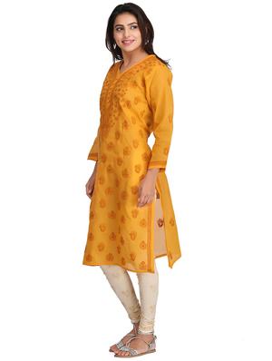 Chikankari straight kurta - 15620246 - Standard Image - 2
