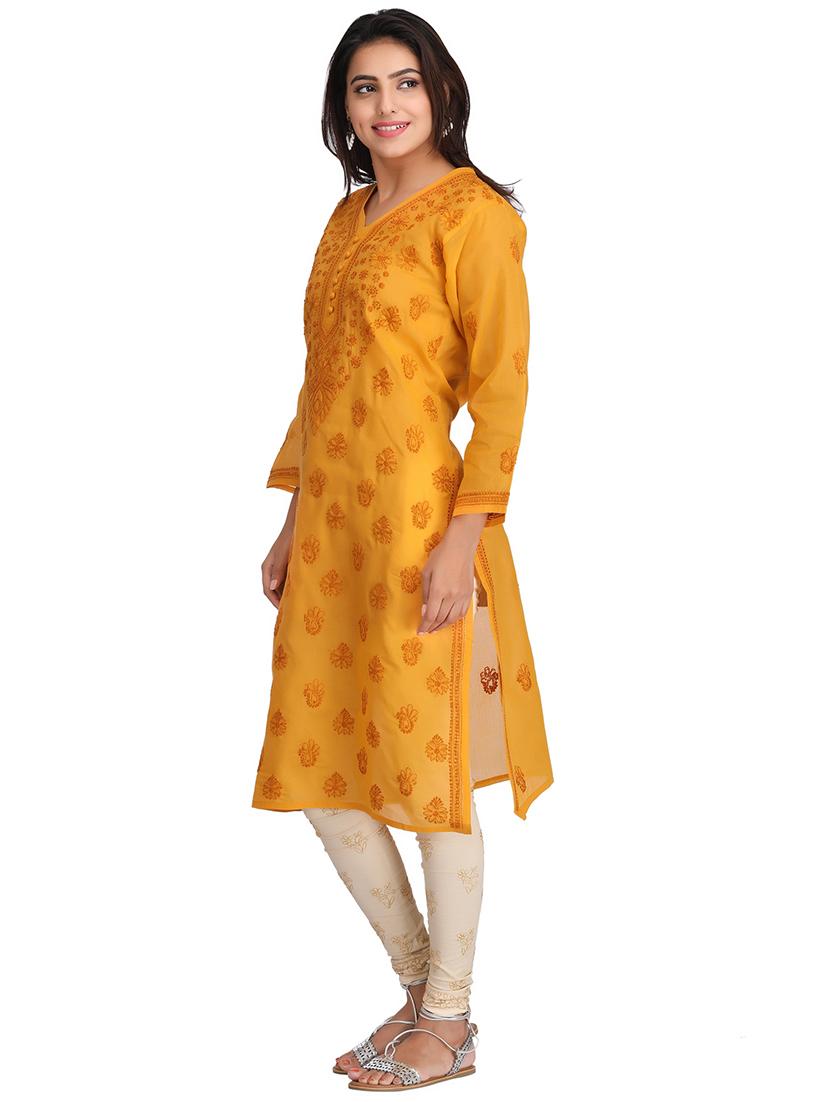 Chikankari straight kurta - 15620246 - Zoom Image - 2