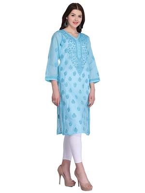 Chikankari straight kurta - 15620248 - Standard Image - 2