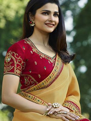 embroidered lace border saree with blouse - 15620291 - Standard Image - 2