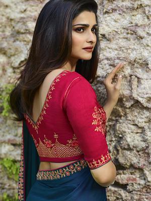 embroidered lace border saree with blouse - 15620293 - Standard Image - 2
