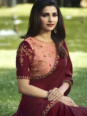 embroidered lace border saree with blouse - 15620296 - Standard Image - 2