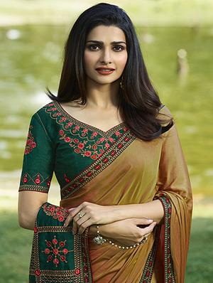 embroidered lace border saree with blouse - 15620297 - Standard Image - 2