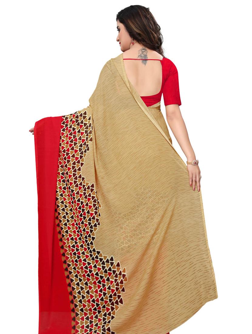 Contrast bordered geometrical saree with blouse - 15620322 - Zoom Image - 2
