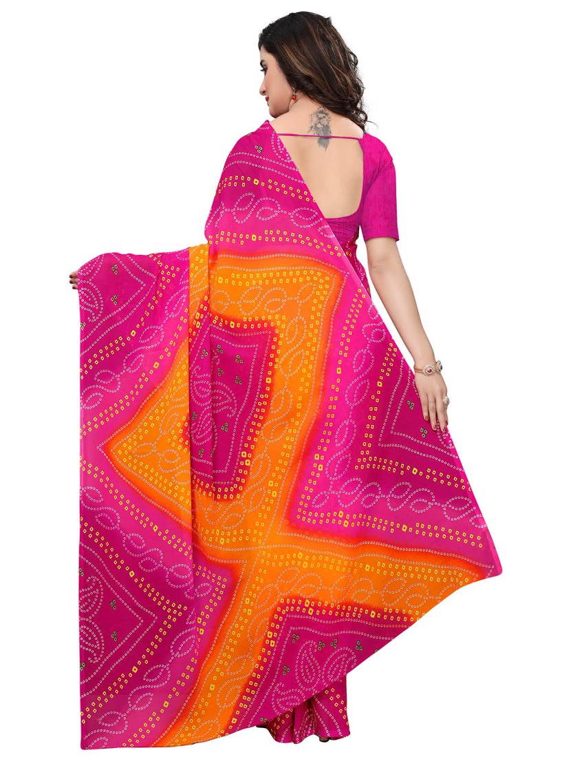 Bandhani printed saree with blouse - 15620323 - Zoom Image - 2