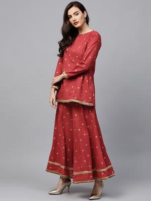 Gota patti kurta with palazzo set - 15620420 - Standard Image - 2