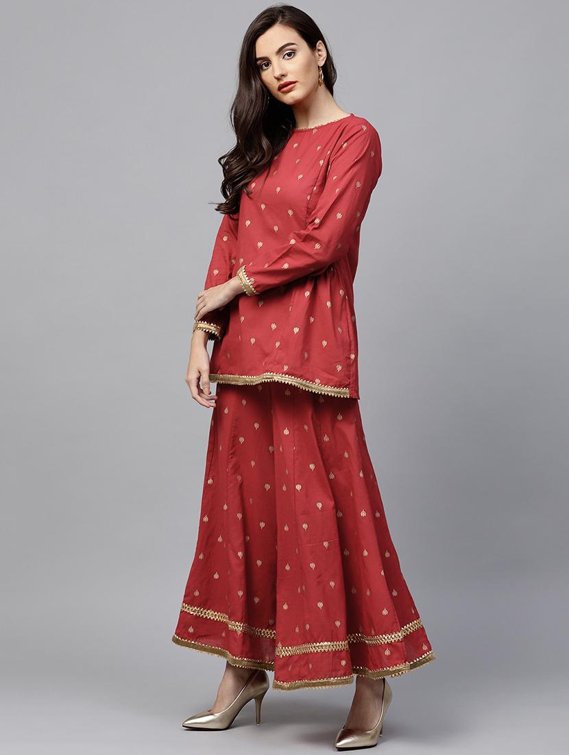Gota patti kurta with palazzo set - 15620420 - Zoom Image - 2