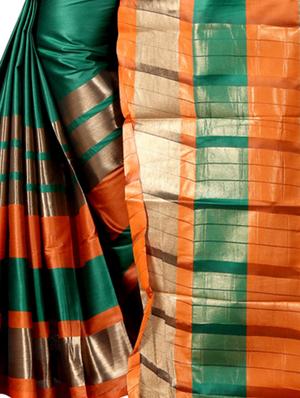 contrast zari border tussar saree with blouse - 15620437 - Standard Image - 2