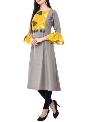 Bell sleeves a-line kurta - 15620541 - Standard Image - 2
