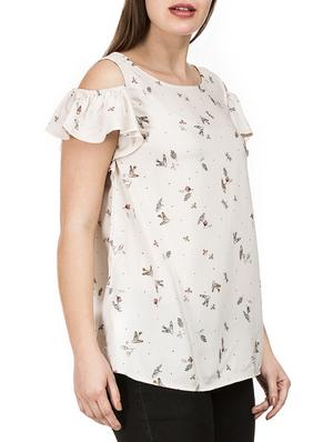 ruffled cold shoulder top - 15620622 - Standard Image - 2