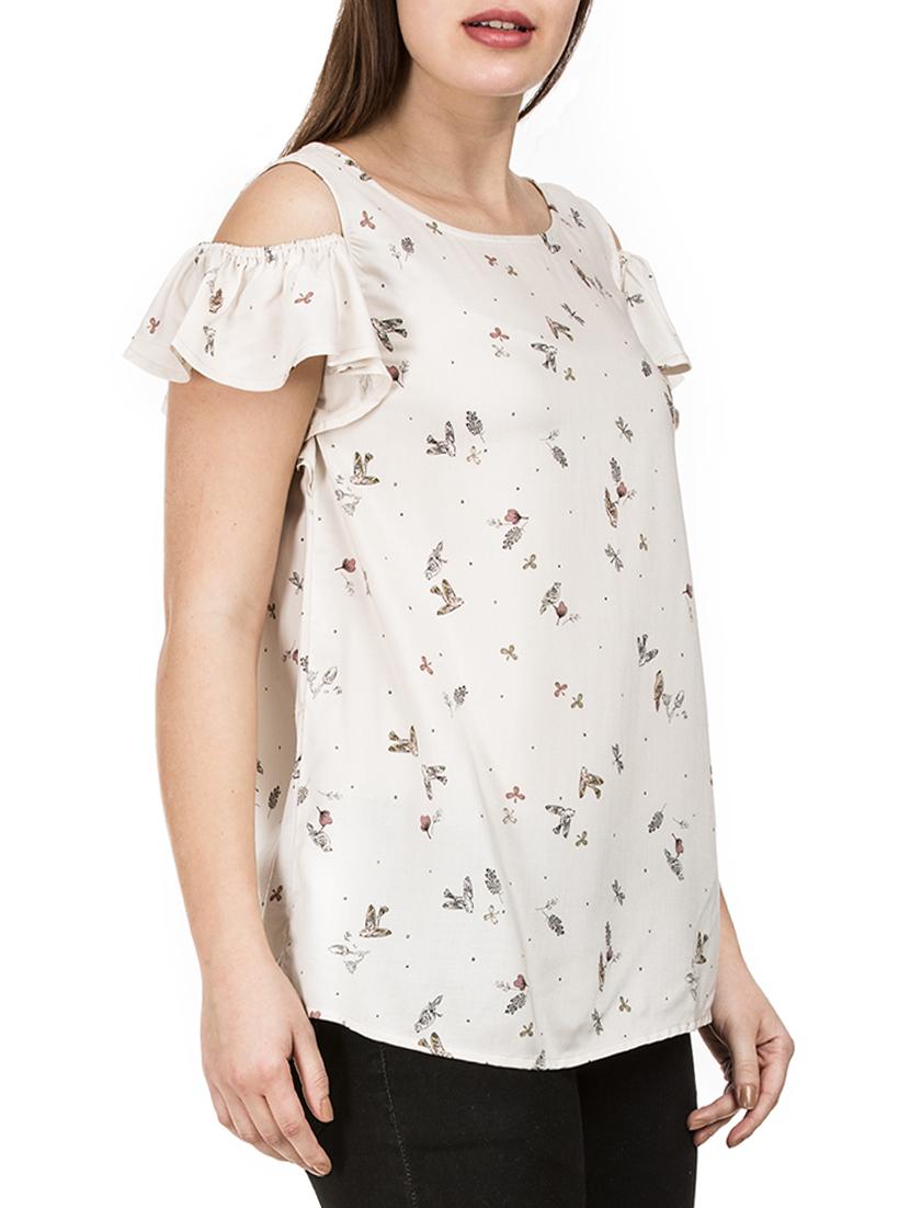 ruffled cold shoulder top - 15620622 - Zoom Image - 2