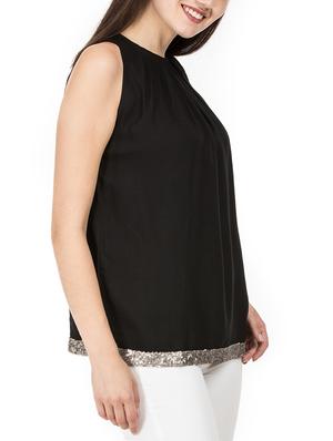 pleat detail neck sequined hem top - 15620633 - Standard Image - 2